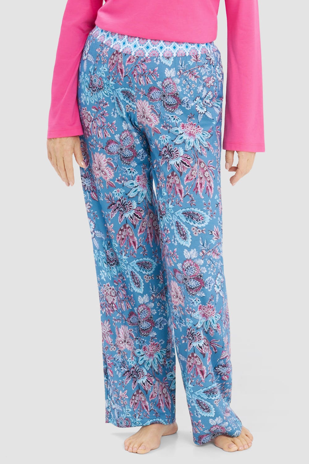 r-sch-be-happy-pyjamahose-lang-blau-ornamentdruck-weit image 1