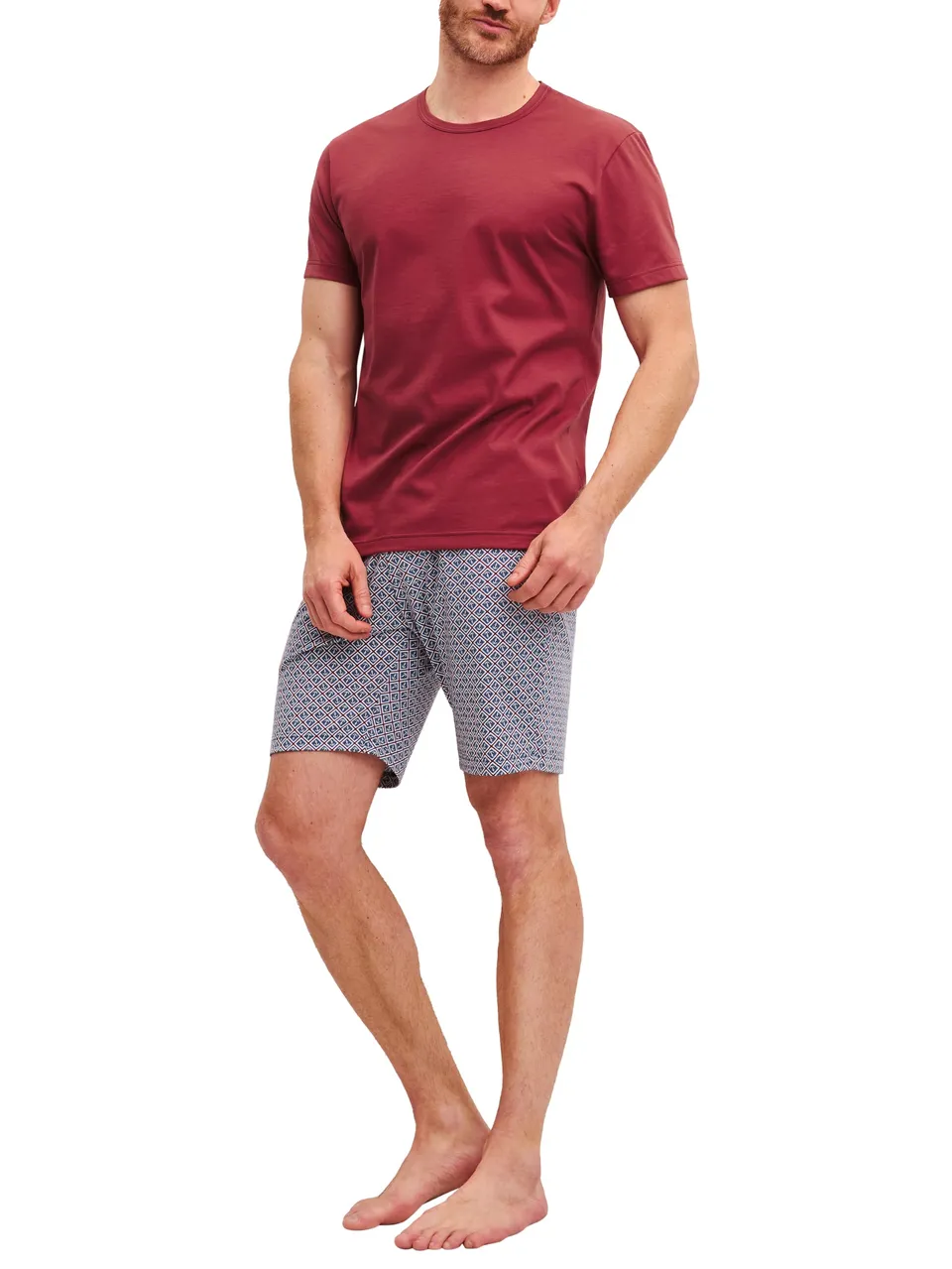 calida-cotton-special-kurz-pyjama-herren-garnet image 1