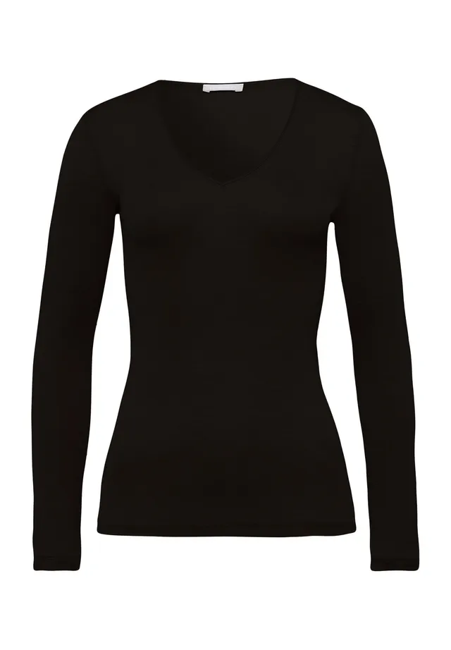 hanro-woolen-silk-071418-langarm-shirt-schwarz-wolle-seide image 1