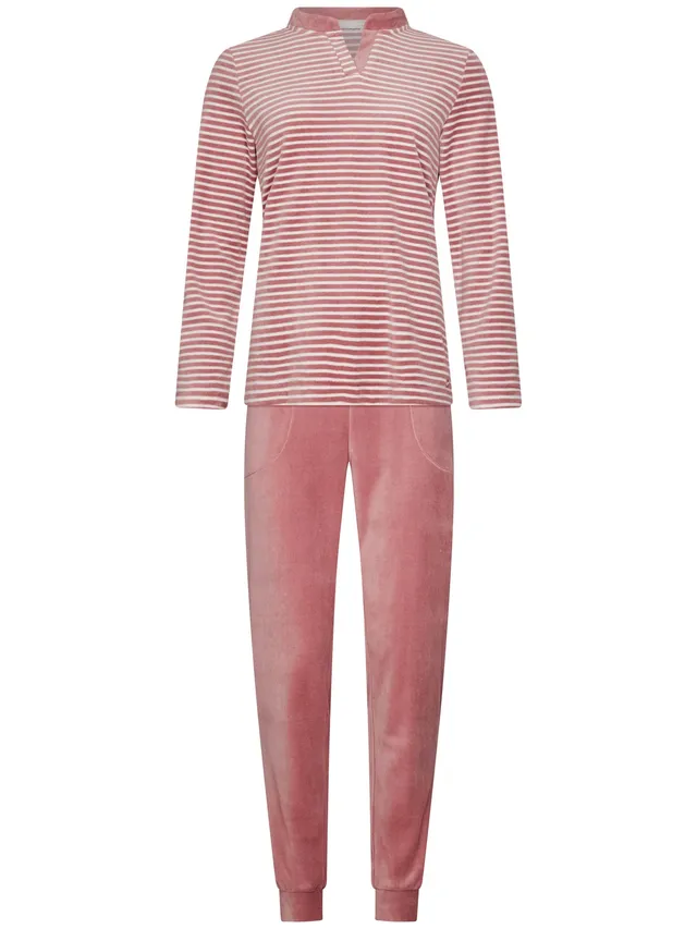 pastunette-rose-stream-pyjama-rosa-velours-streifen image 1