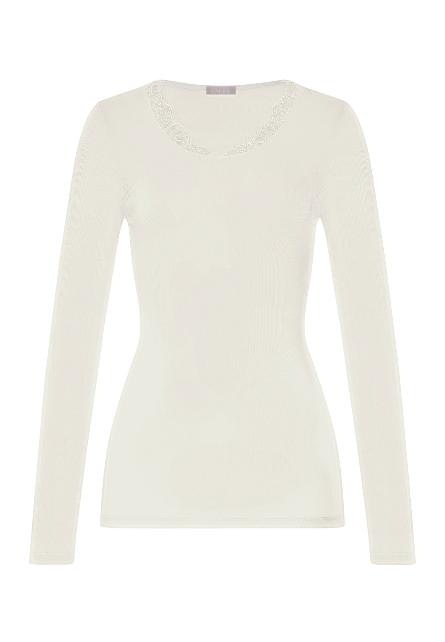 hanro-woolen-lace-langarmshirt-misty-white-damen-merinowolle image 1