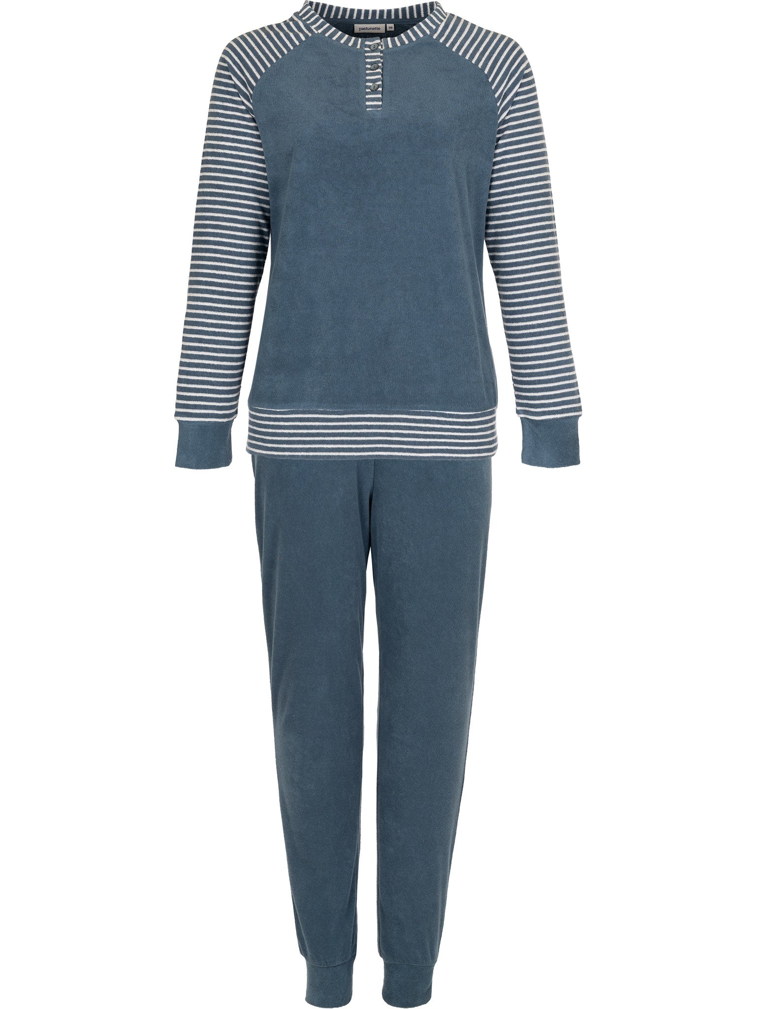 pastunette-noos-pyjama-blau-baumwolle-frottee-langarm image 1