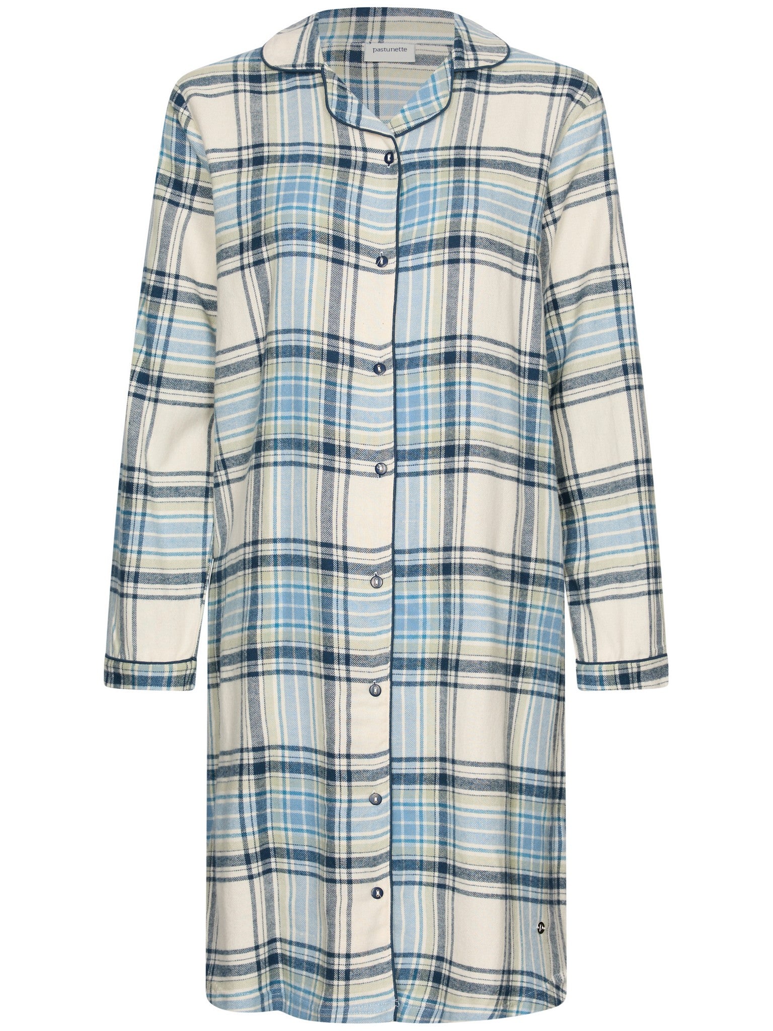 pastunette-frosty-check-nachthemd-blau-flanell-knopfleiste image 1