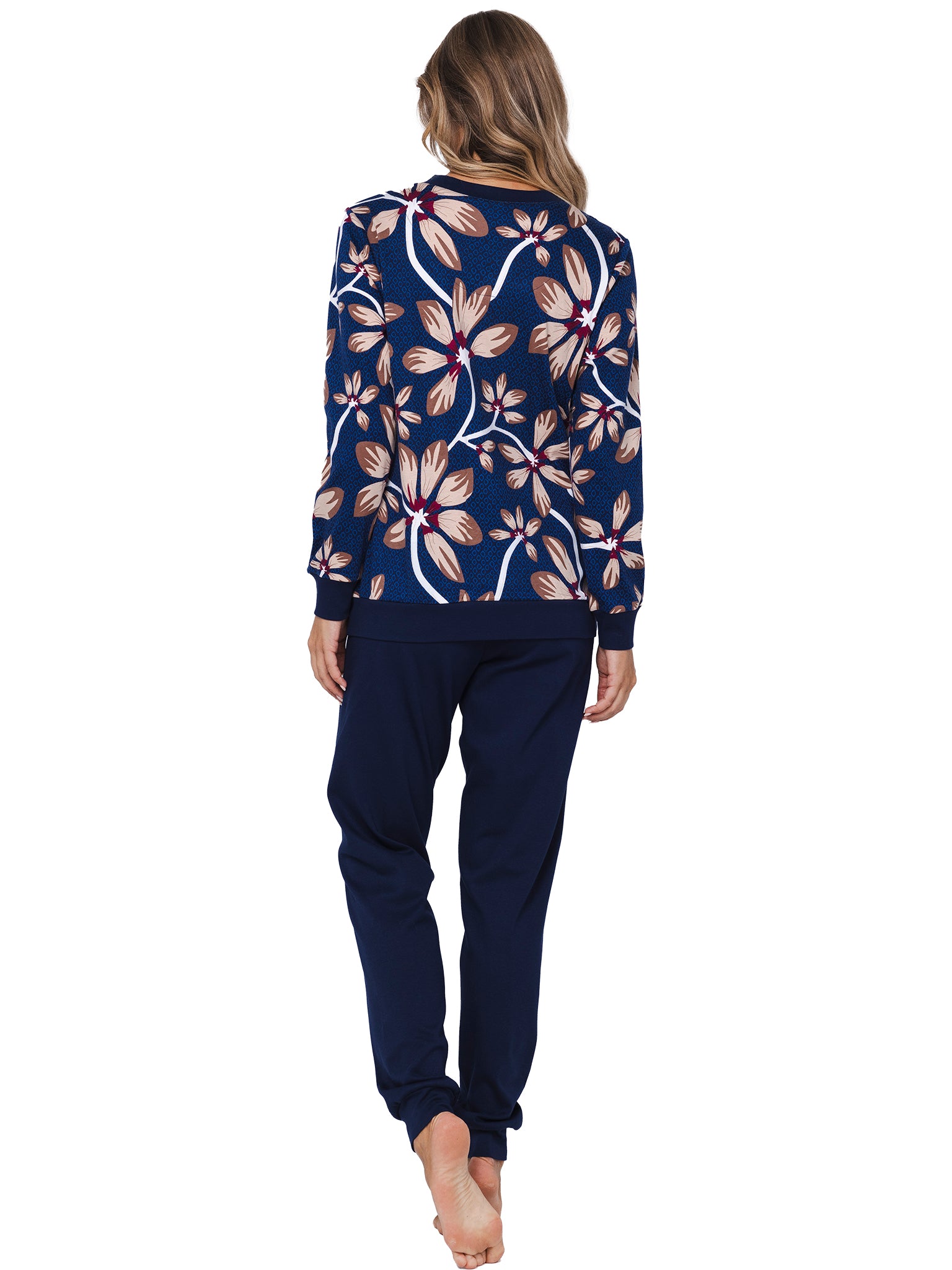 pastunette-premium-midnight-bloom-pyjama-blau-blumenprint image 4