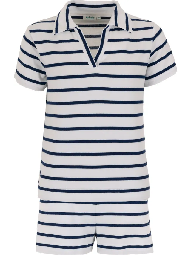 myrebelle-blue-bay-shortama-streifen-wei image 1