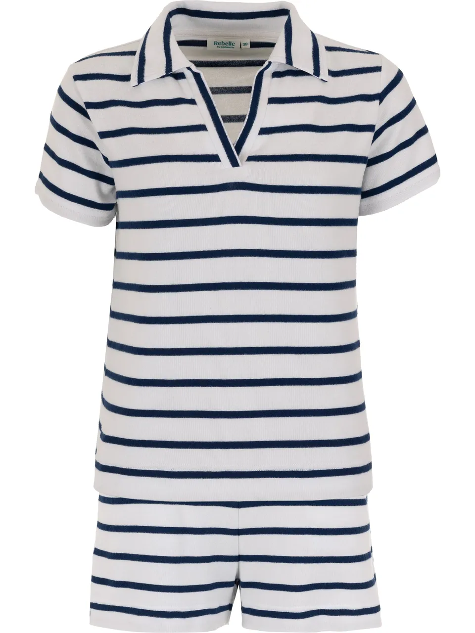 myrebelle-blue-bay-shortama-streifen-wei image 1