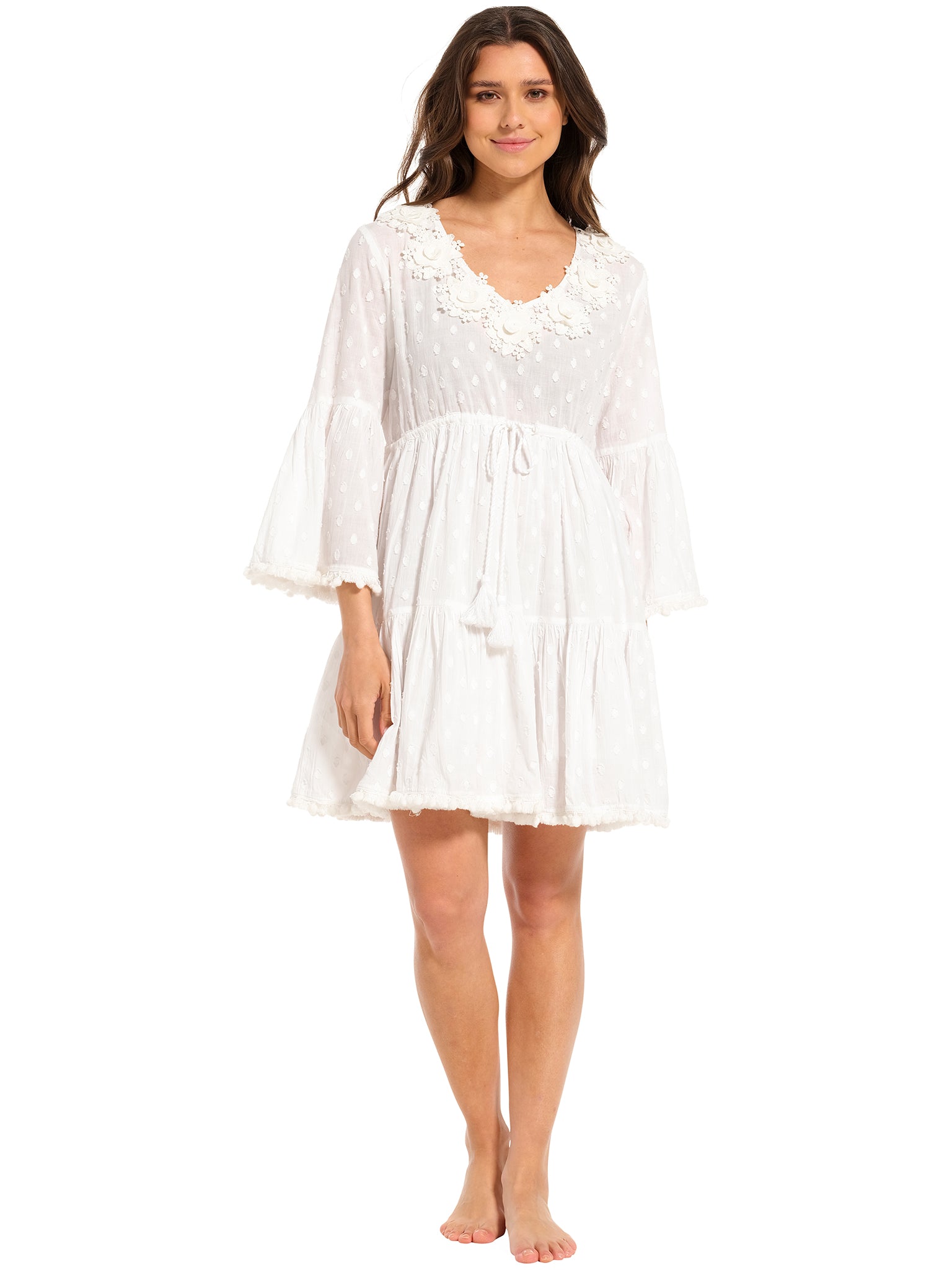 pastunette-beach-ibiza-kleid-wei-baumwolle-mit-blumen image 2