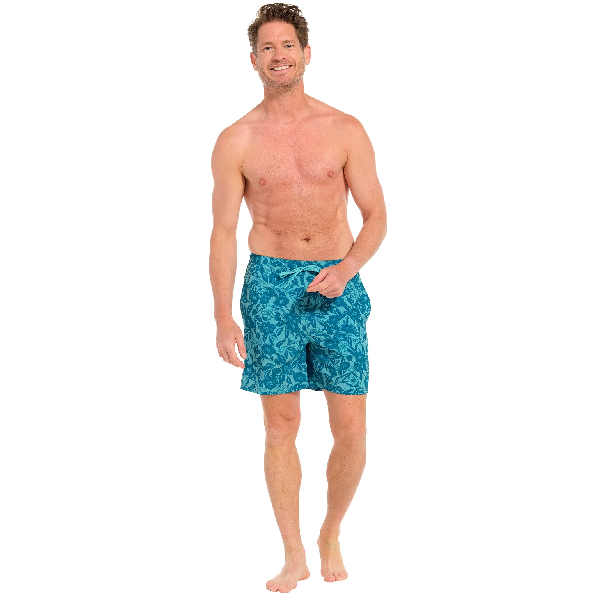 pastunette-beach-hawaii-badeshorts-polyester-t-rkis-bl-tter-m image 2