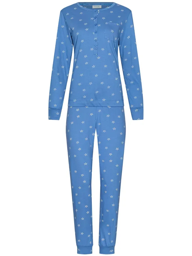 myrebelle-starry-nights-pyjama-blau-sterne-bio-baumwolle image 1