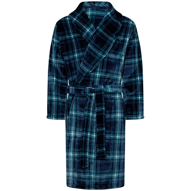 pastunette-nature-herren-bademantel-gr-n-karo-fleece image 1