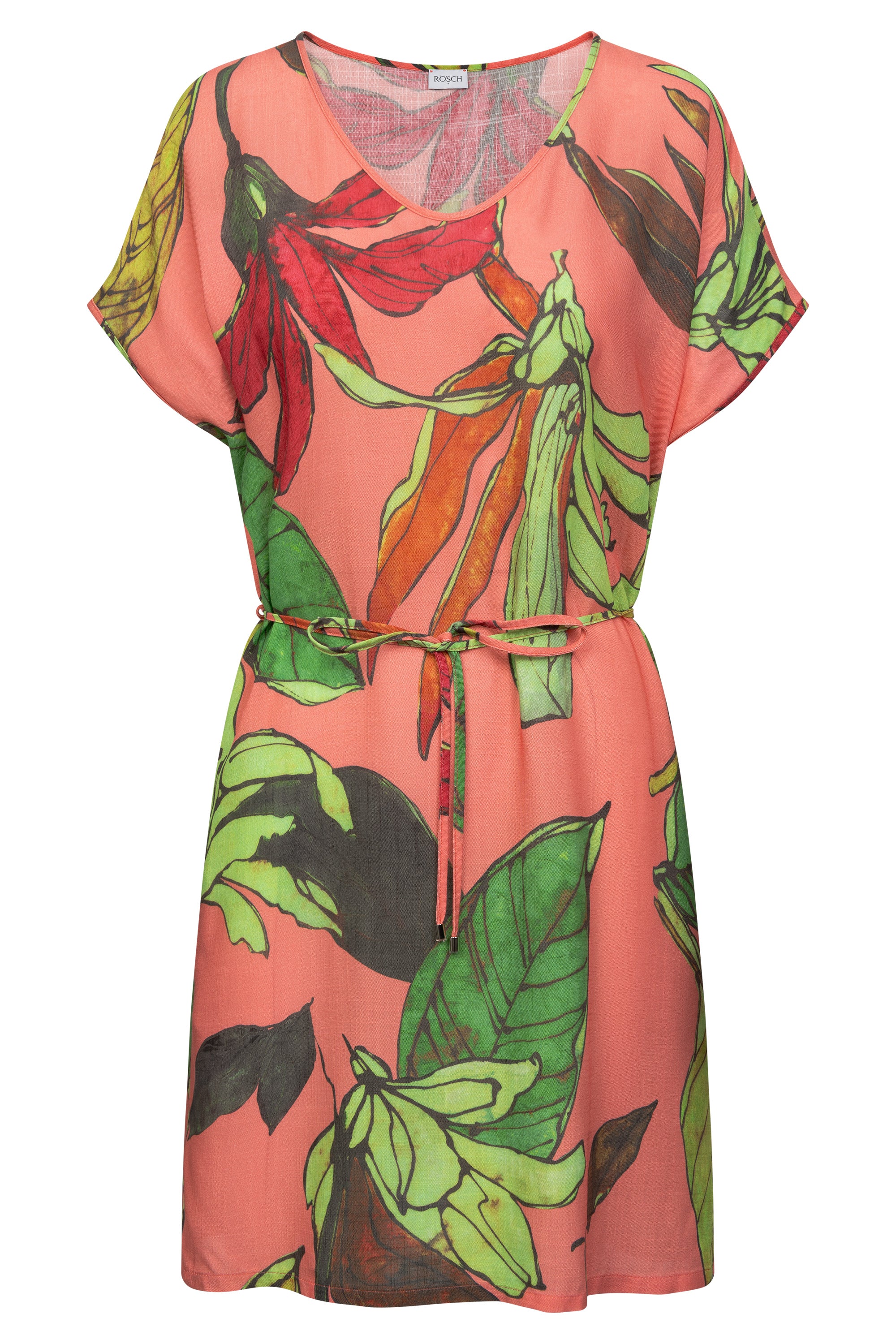r-sch-be-happy-strandkleid-kurz-orange-bl-tterdruck-viskose image 2