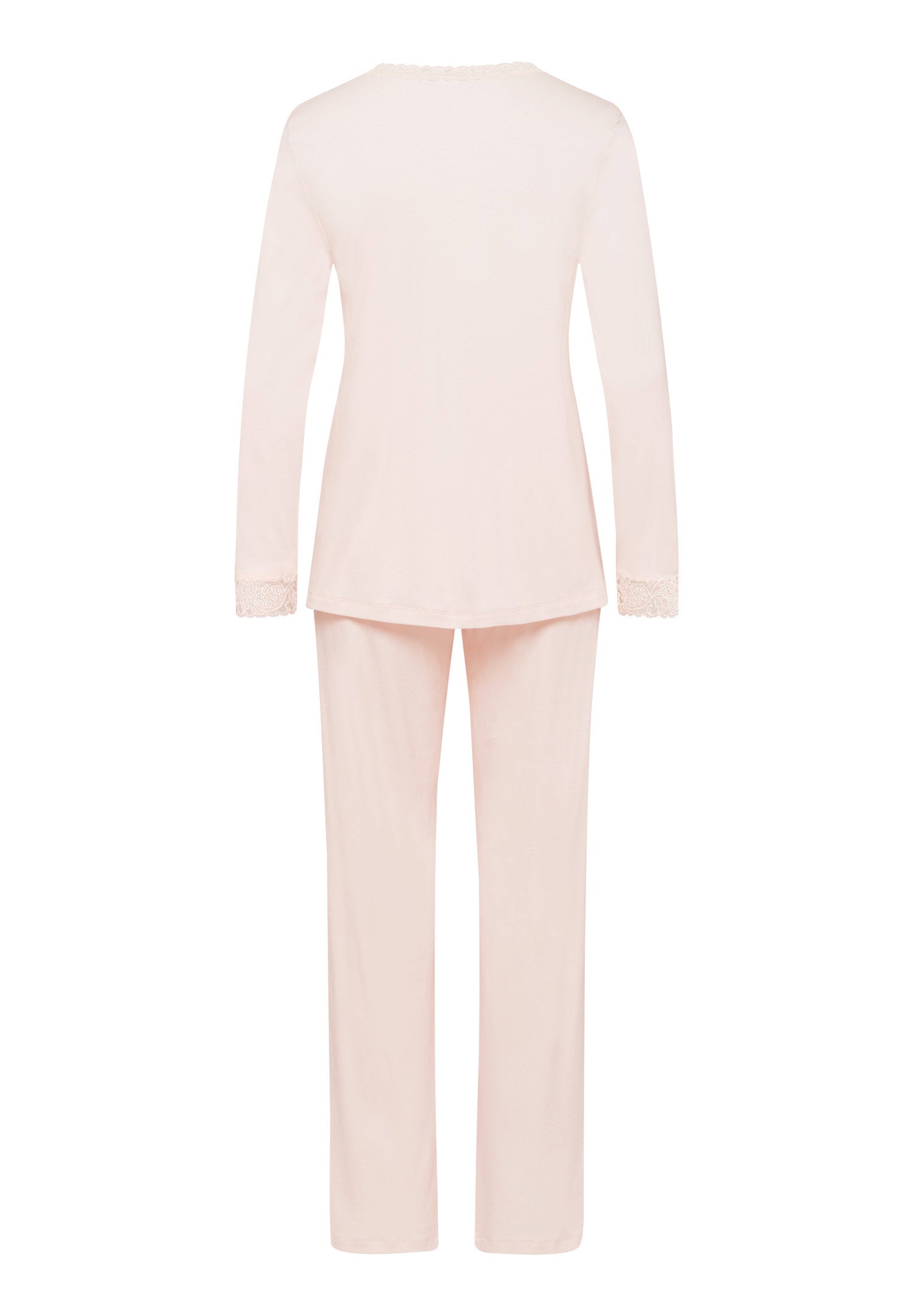 hanro-moments-pyjama-lang-crystal-pink-baumwolle-spitze image 3