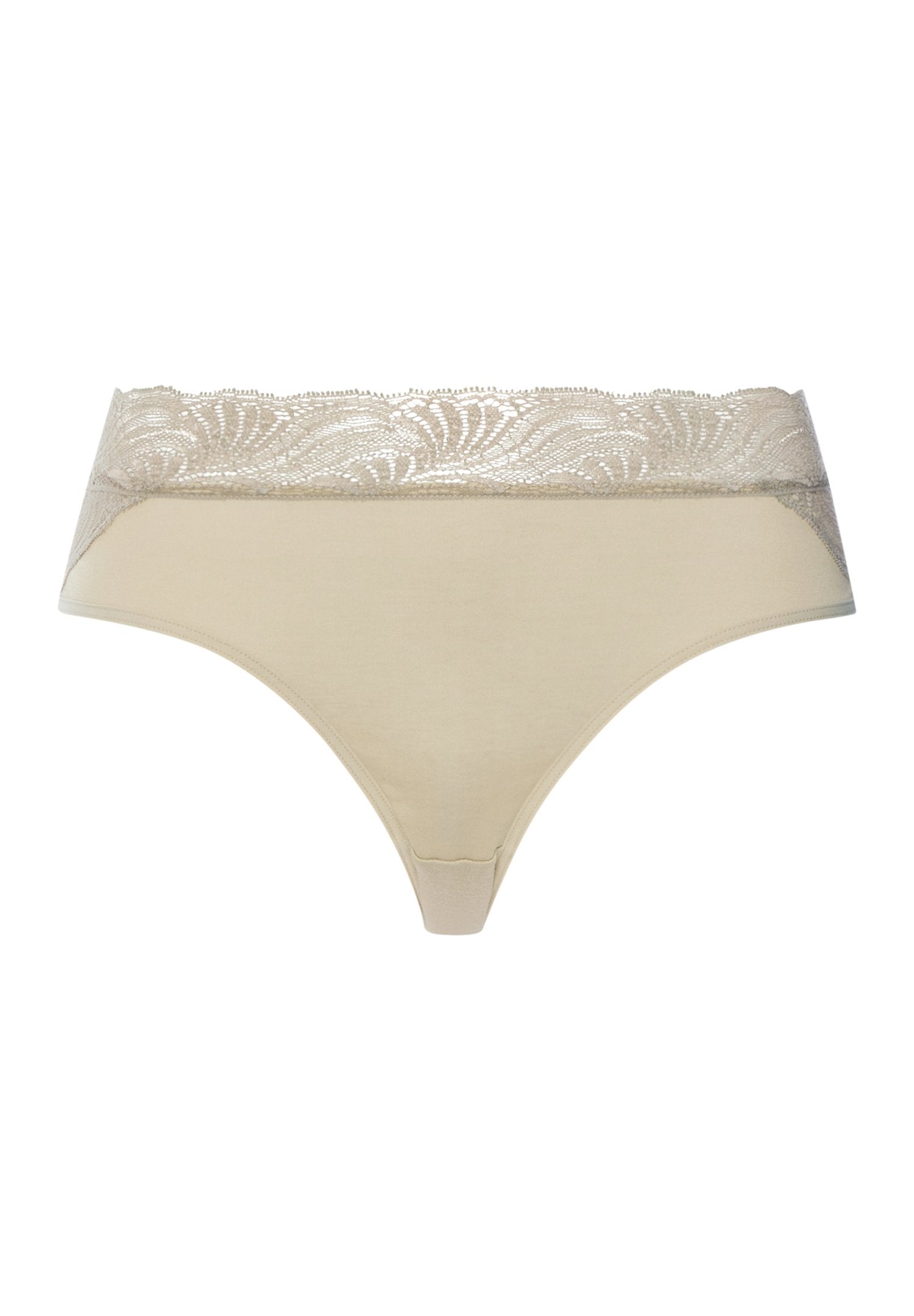 hanro-cotton-delight-midi-slip-damen-olive-baumwolle-spitze image 1