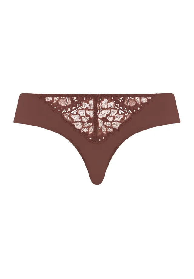 hanro-azelia-mini-briefs-slip-damen-cinnamon-spitze image 1