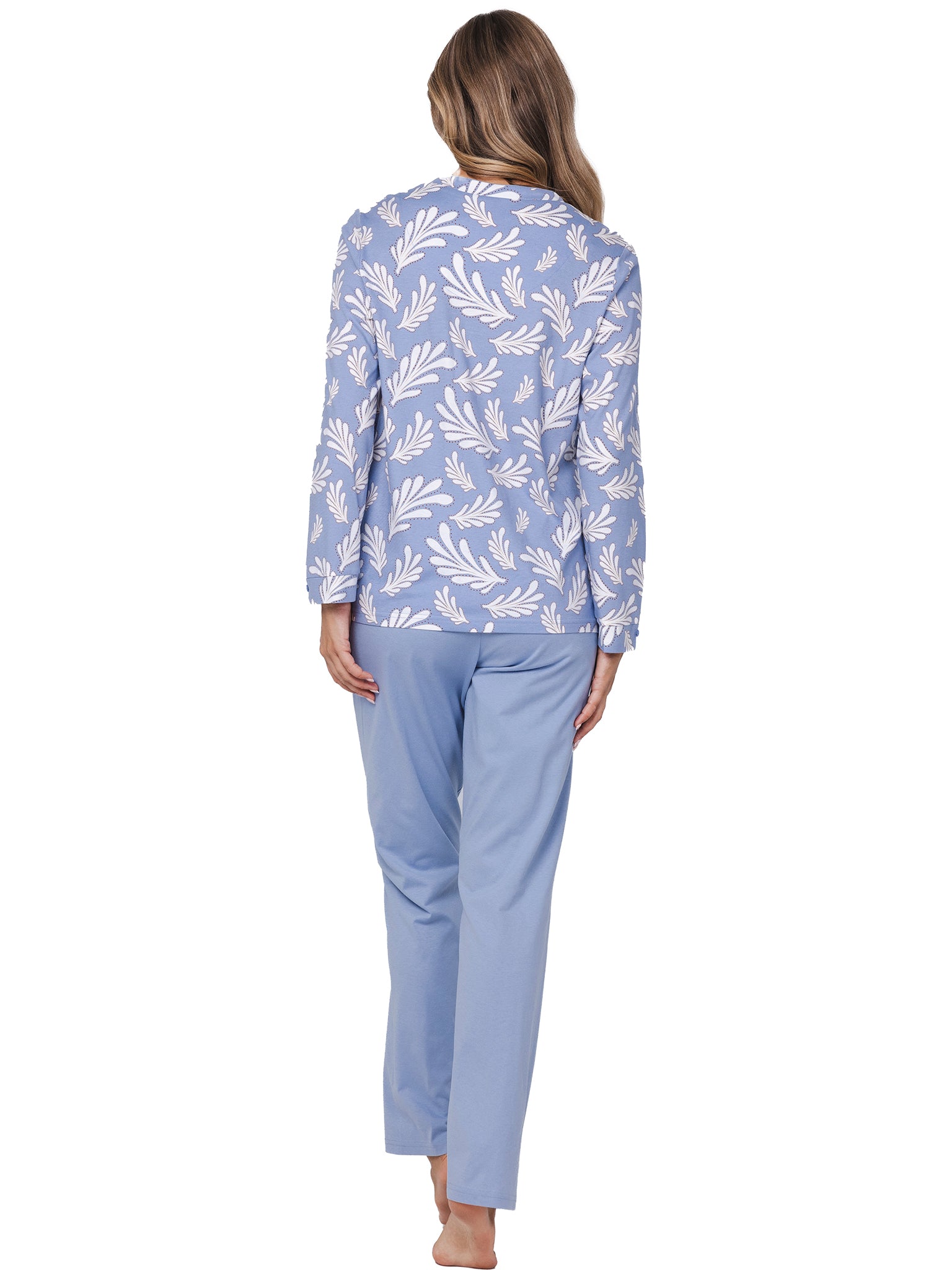 pastunette-tender-pyjama-blau-bl-tter-100-baumwolle image 4