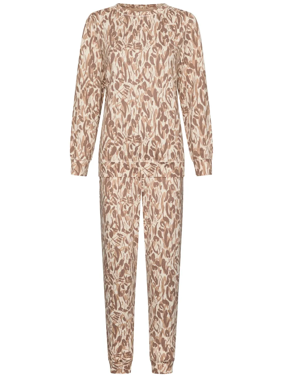 pastunette-mirage-damen-pyjama-fleece-beige-leo image 1