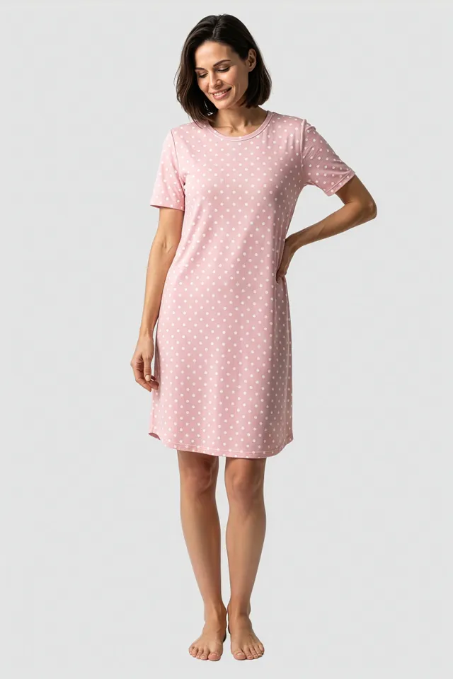 r-sch-be-happy-nachthemd-kurz-kurzarm-rosa-jersey image 1