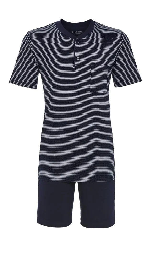 ringella-women-men-herren-shorty-kurzpyjama-knopfleiste-baumwolle image 1