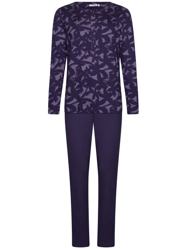 pastunette-premium-dark-orchid-pyjama-lila-blume-langarm image 1