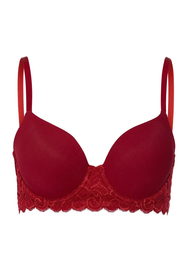 hanro-moments-padded-bra-bh-red-dahlia-spitze-pima-cotton image 1