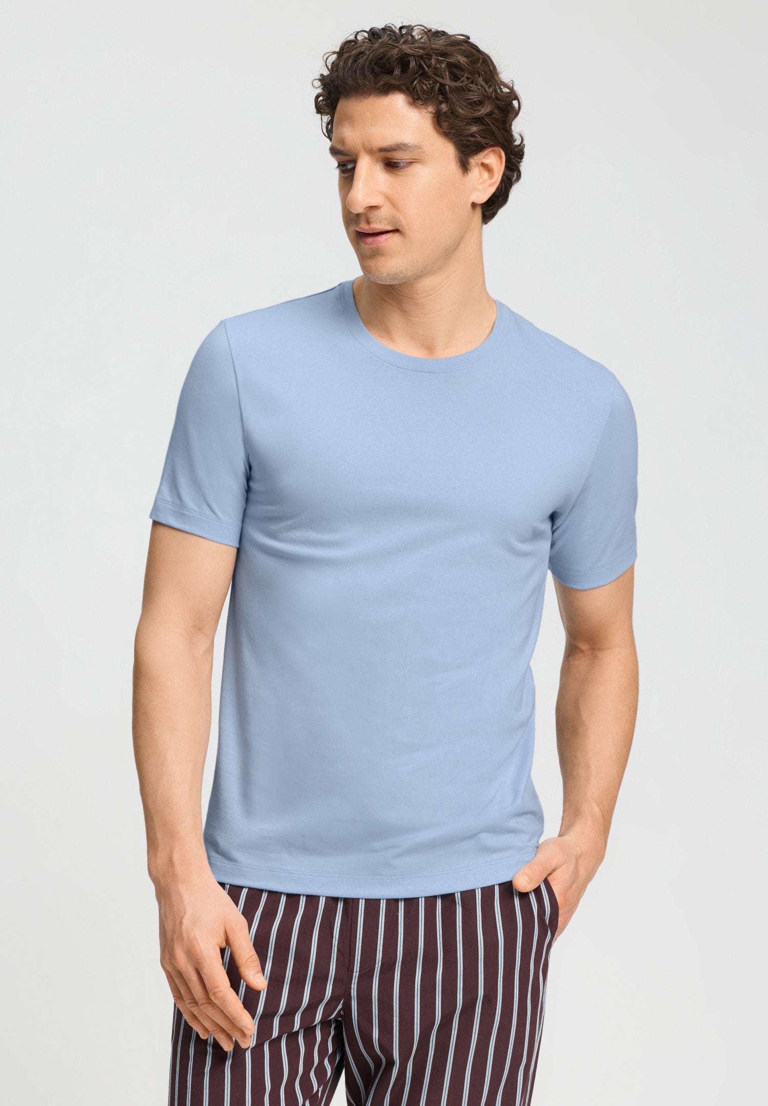 hanro-living-shirts-s-slv-shirt-t-shirt-cashmere-blue-baumwolle image 2