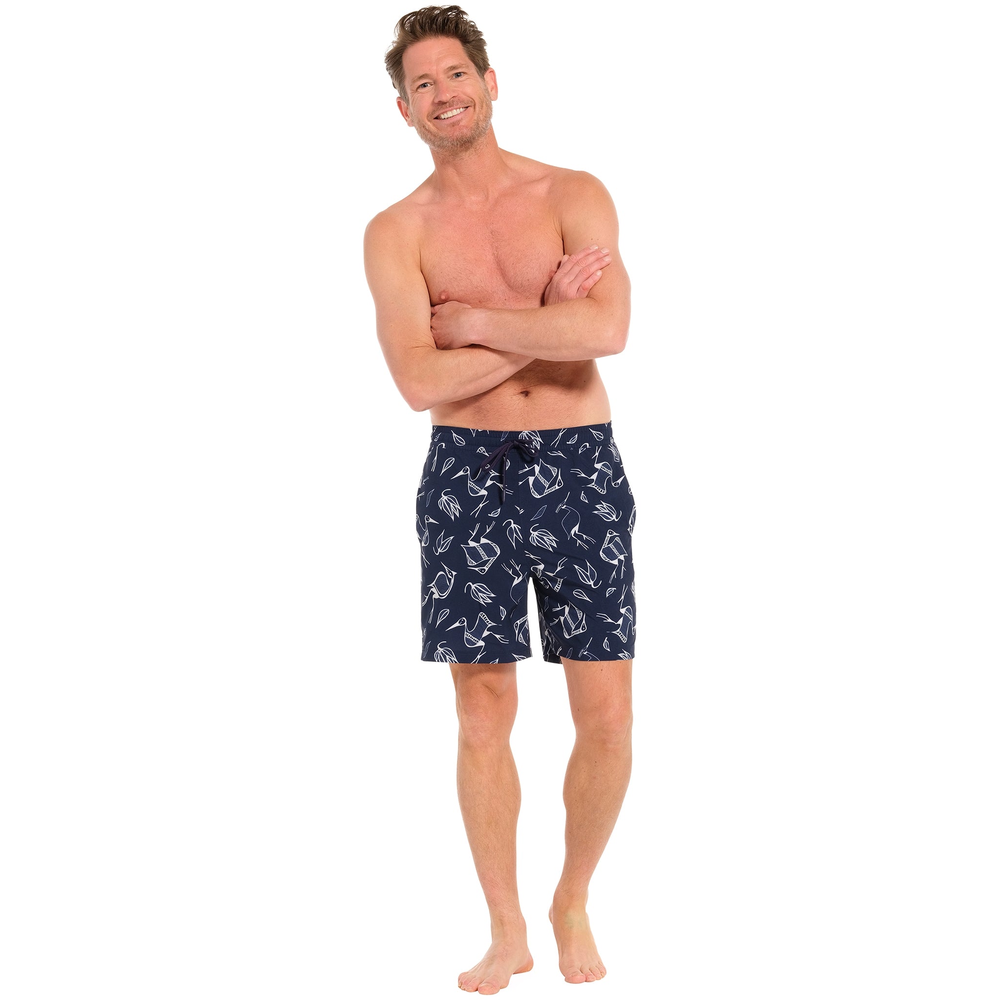 pastunette-beach-crane-birds-badeshorts-blau-recycelt image 2