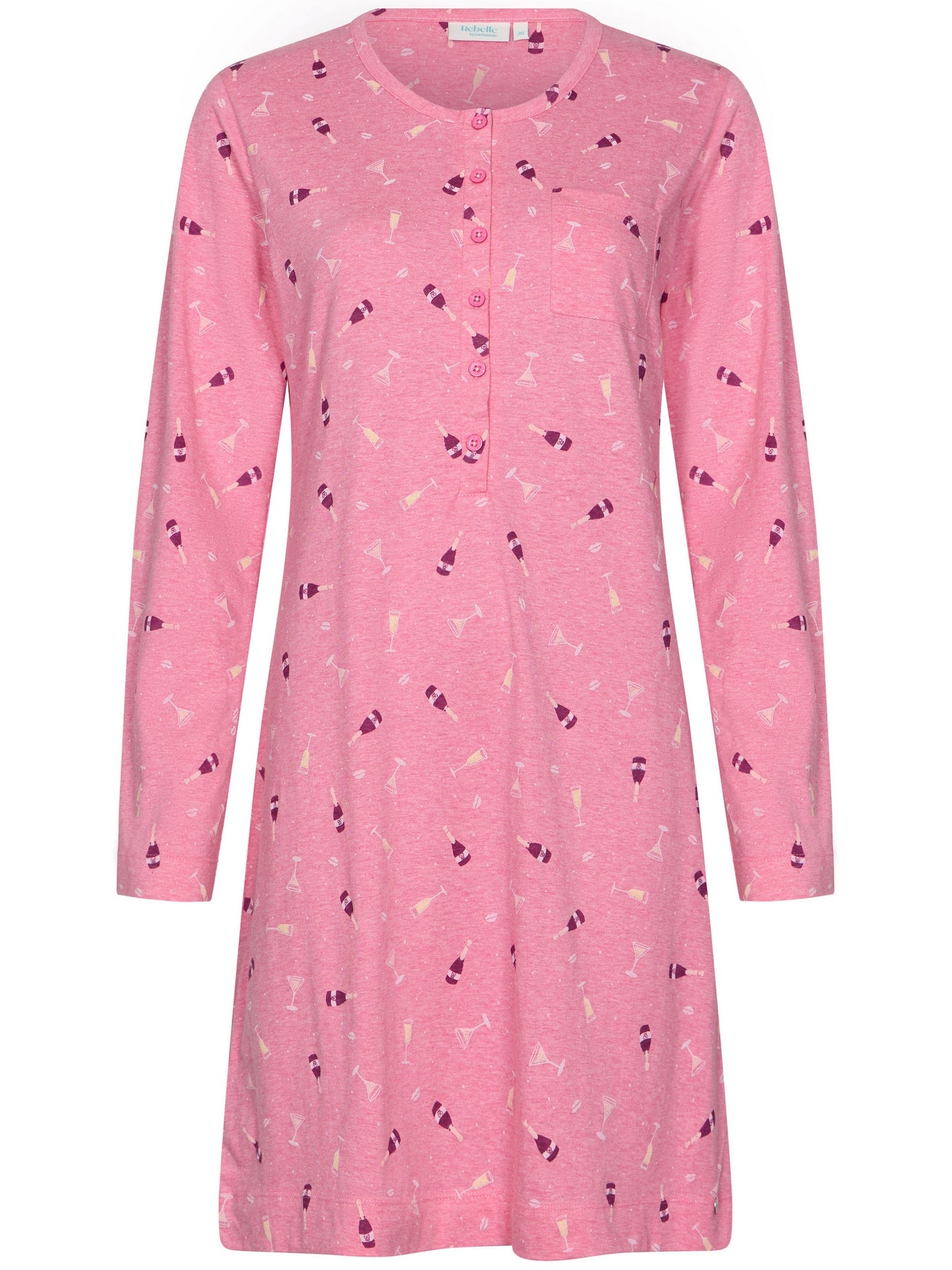 rebelle-cin-cin-nachthemd-rosa-champagner-baumwolle-langarm image 1