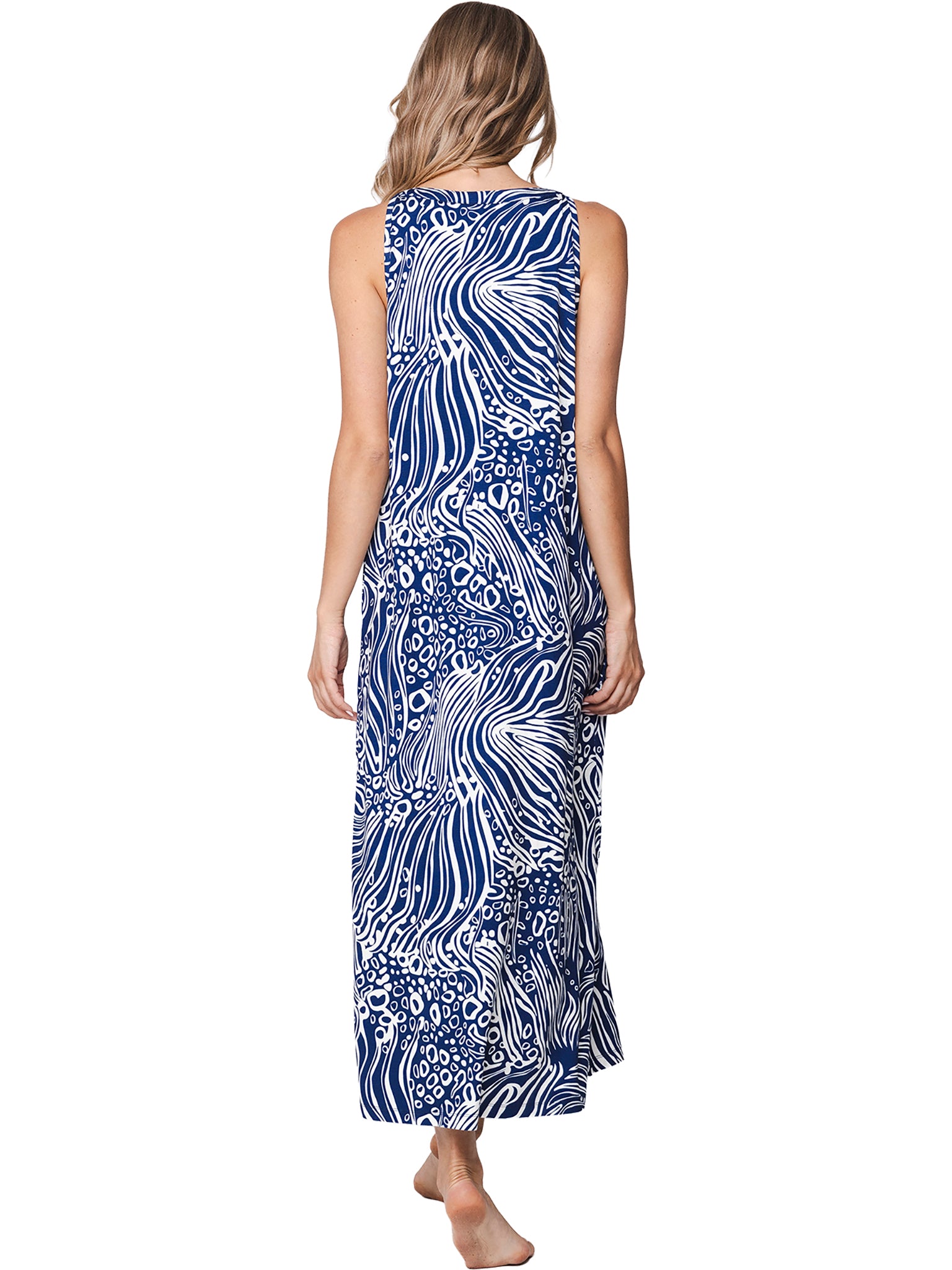 pastunette-cobalt-sea-kleid-dunkelblau-v-ausschnitt-viskose image 3