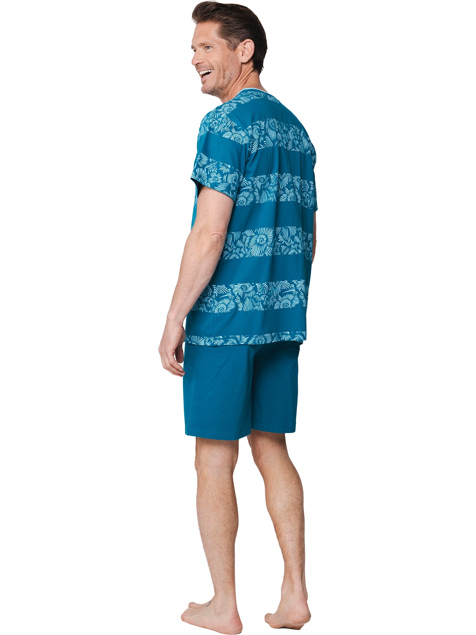 pastunette-ocean-flower-shorty-herren-pyjama-blau-baumwolle image 4