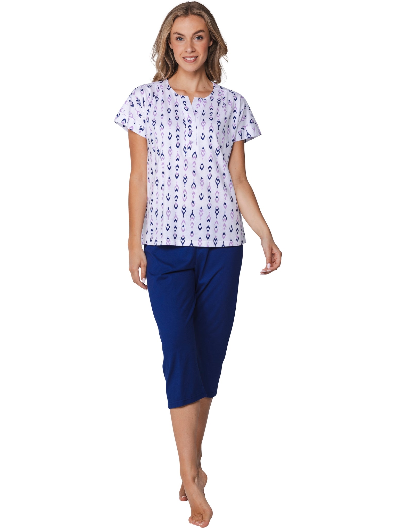 pastunette-purple-haze-pyjama-wei-kurzarm-3-4-hose-baumwolle image 4