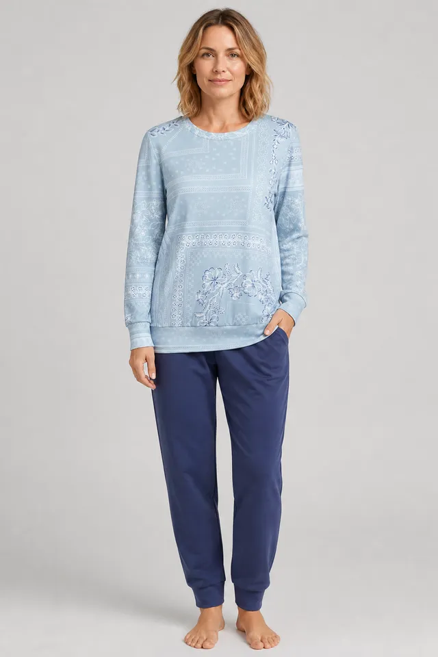 r-sch-be-happy-pyjama-lang-bandana-print-baumwolle-blau image 1