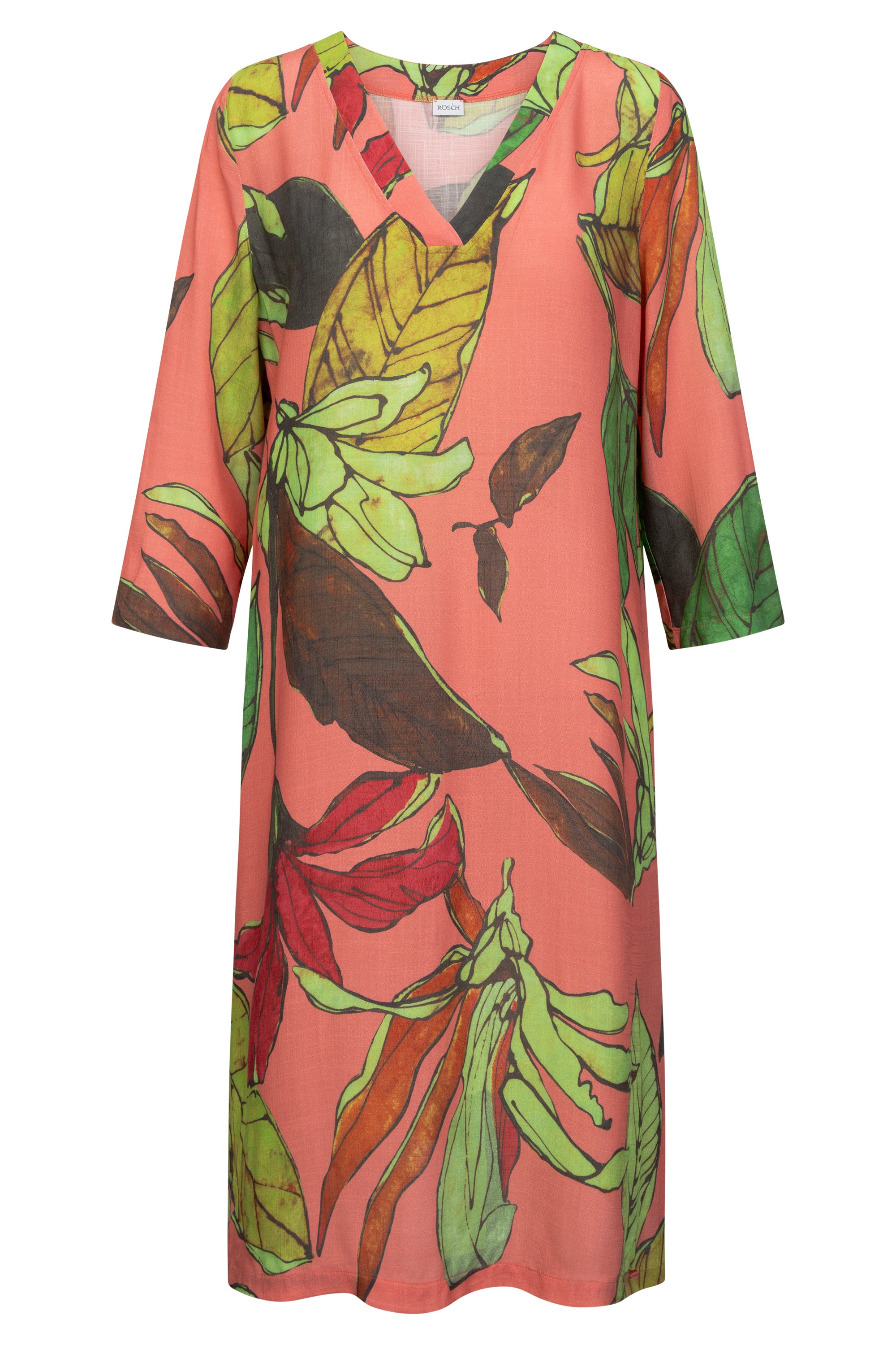 r-sch-be-happy-strandkleid-knielang-3-4-arm-orange-bl-tterdruck image 2