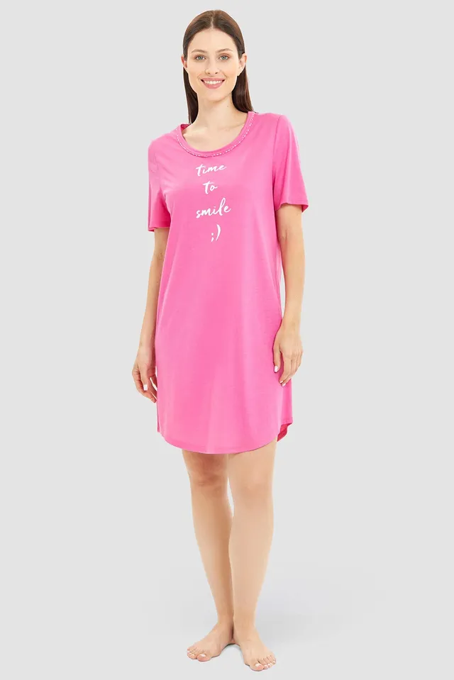 r-sch-be-happy-nachthemd-knielang-pink-print-kurzarm image 1