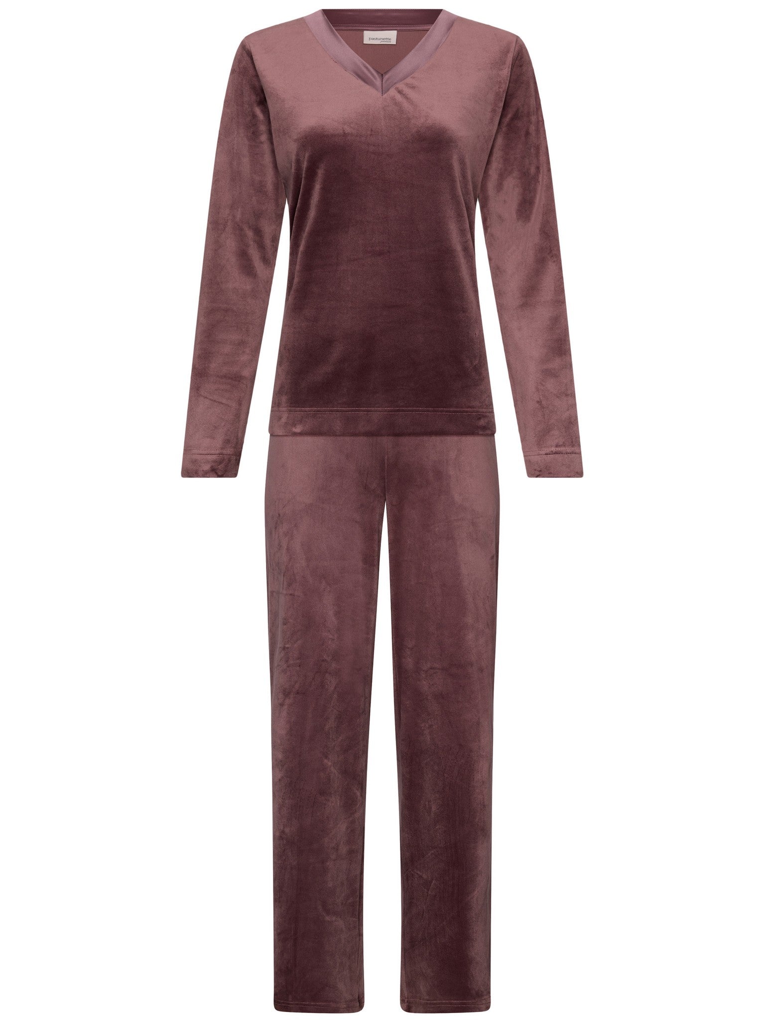 pastunette-premium-lunar-lines-pyjama-lila-velours-langarm image 1