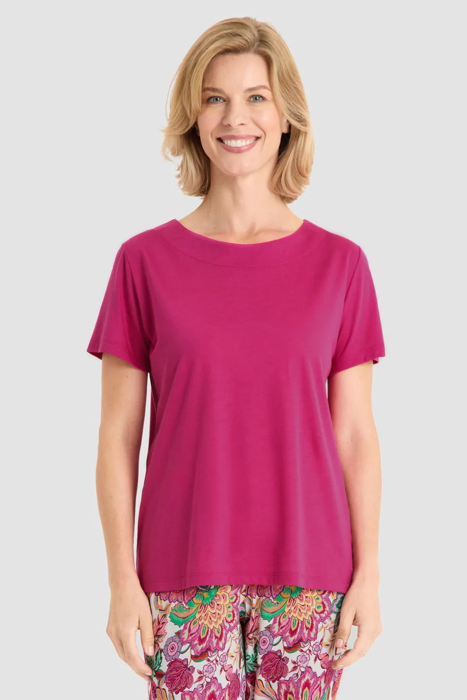 r-sch-be-happy-shirt-kurzarm-fuchsia-schlafshirt-baumwolle-modal image 1