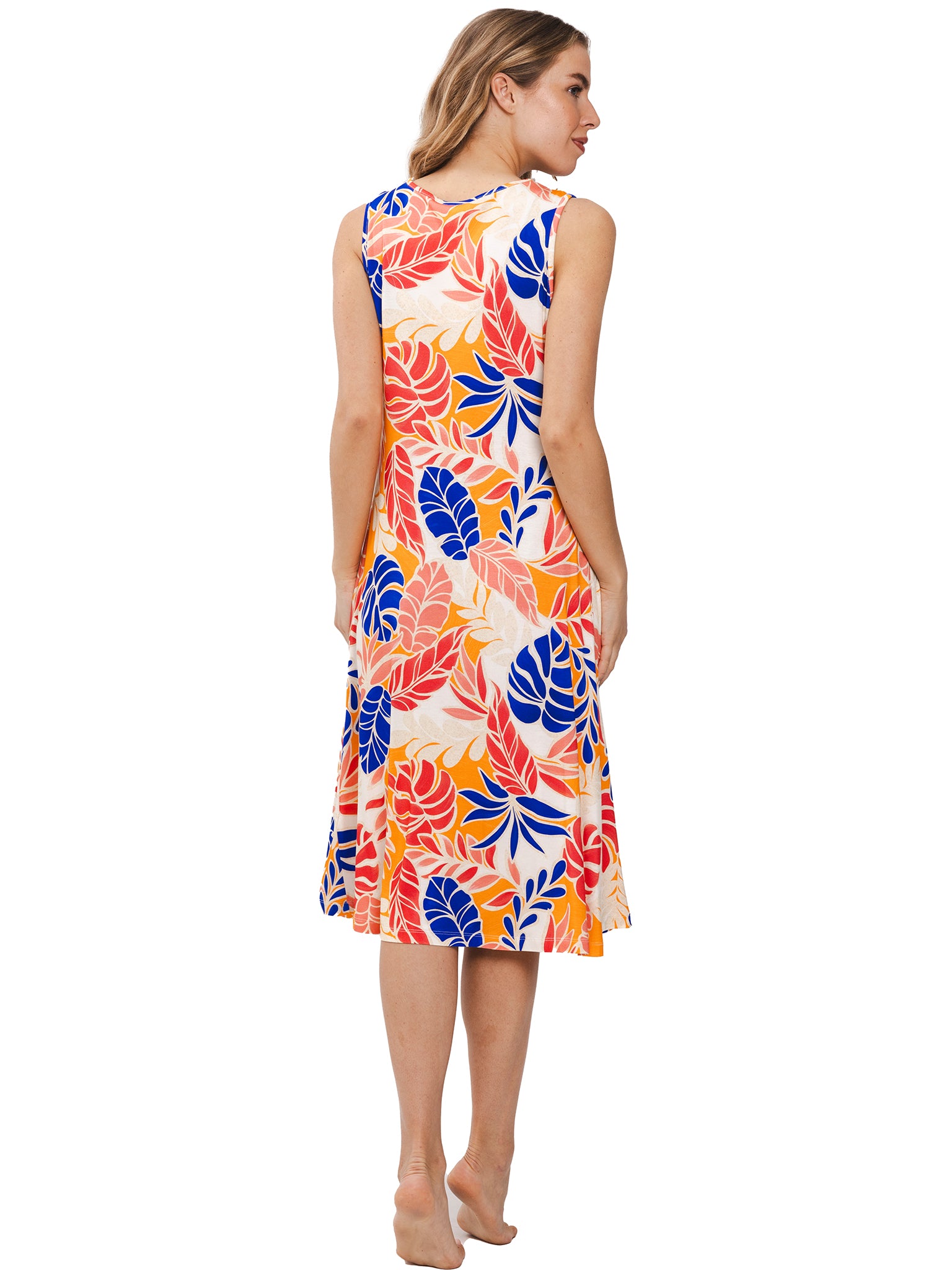 pastunette-sunset-coral-strandkleid-orange-bl-tterprint image 3