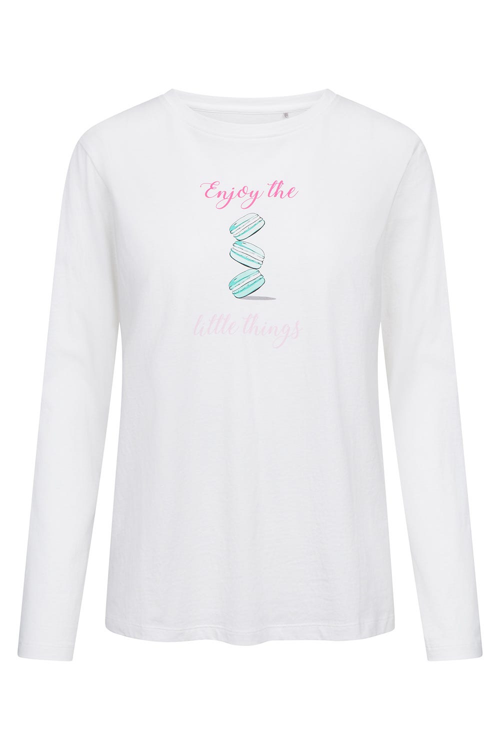 r-sch-be-happy-shirt-langarm-macaron-motiv-pyjama-oberteil-wei image 2