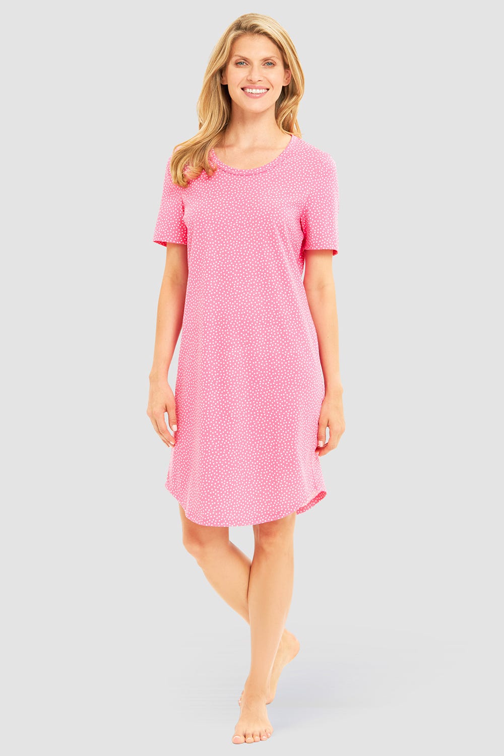 r-sch-be-happy-nachthemd-knielang-pink-tupfen-95-cm image 1