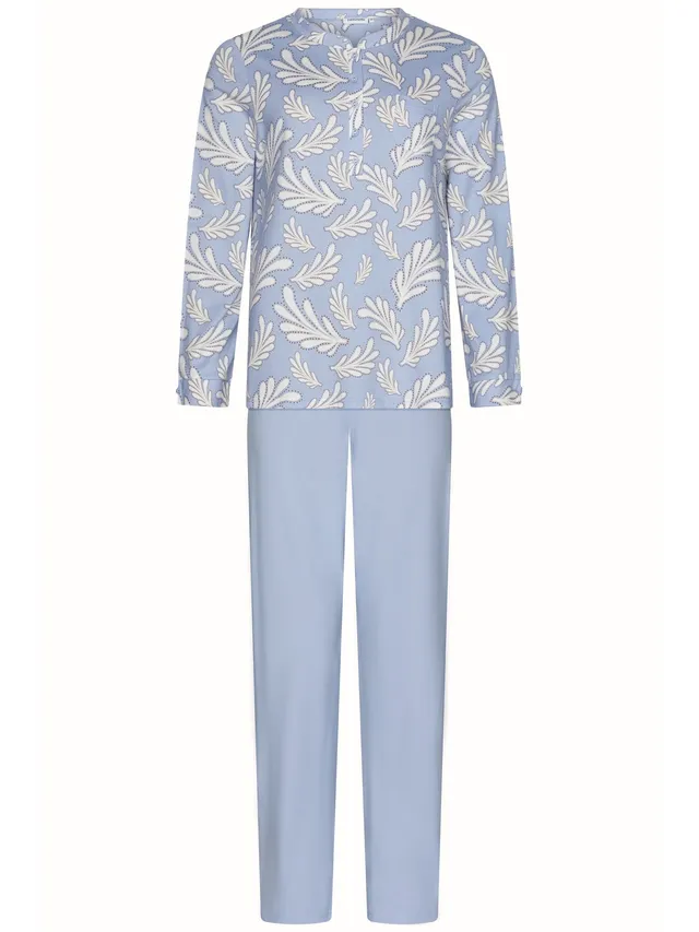 pastunette-tender-pyjama-blau-bl-tter-100-baumwolle image 1