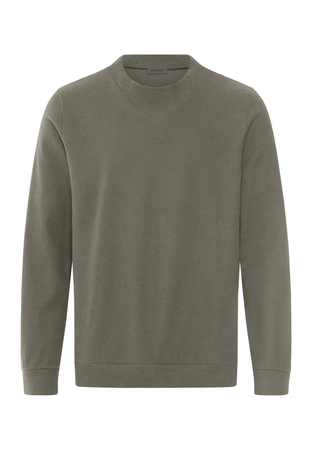 hanro-travelwear-pullover-polokragen-smokey-olive-baumwolle image 1