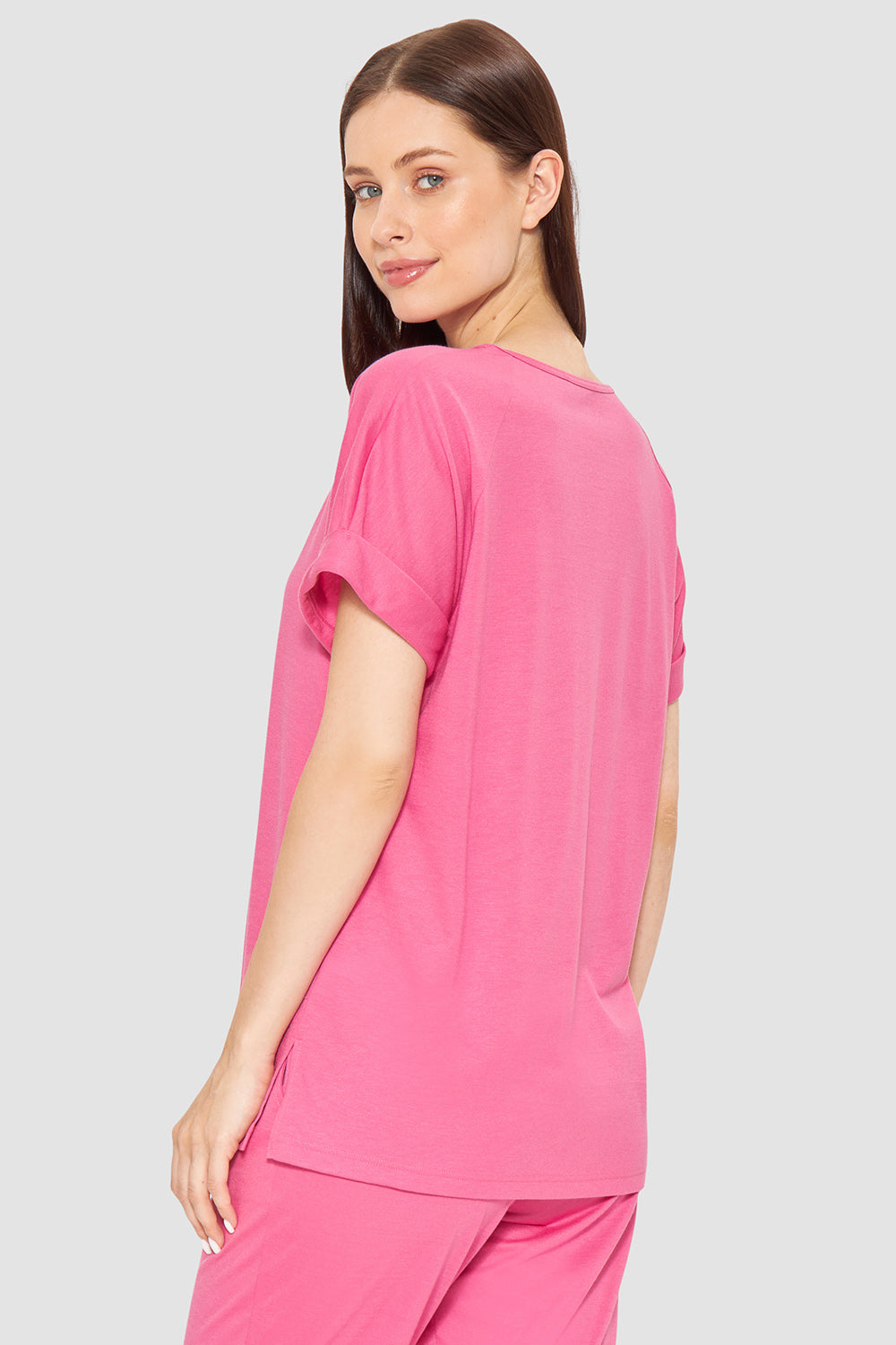 r-sch-be-happy-shirt-kurzarm-pyjamaoberteil-pink-v-ausschnitt image 3