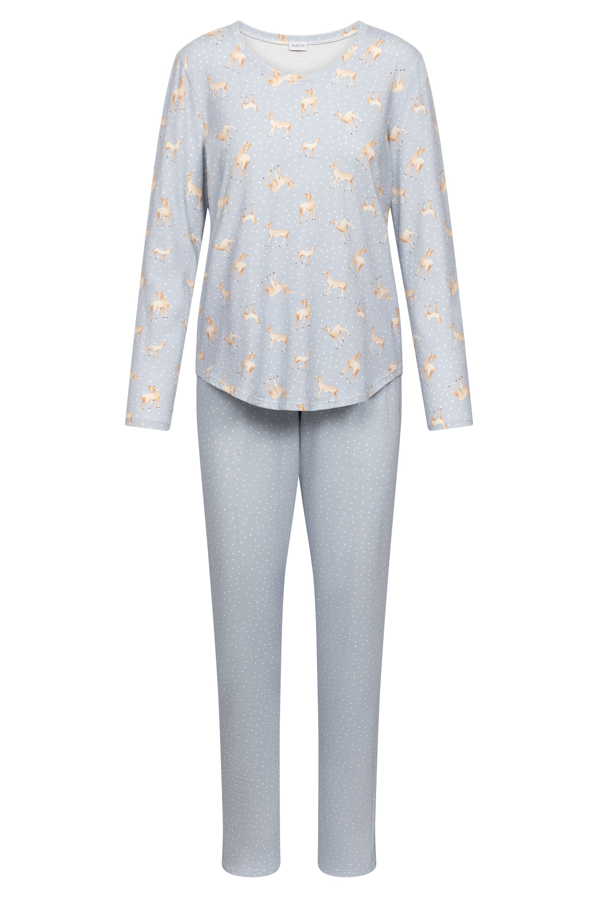 r-sch-be-happy-pyjama-lang-blau-tupfen-bambi-druck image 2
