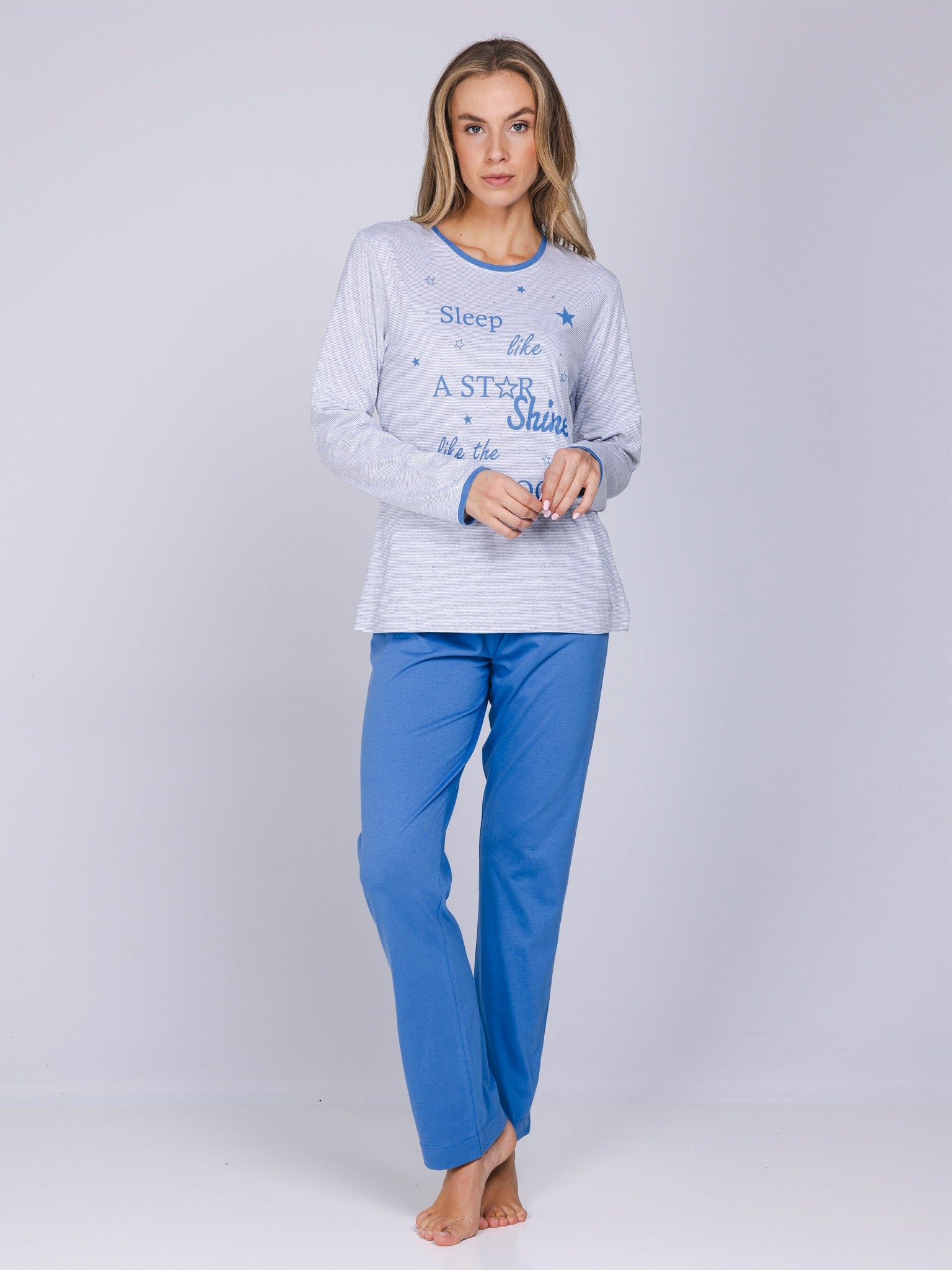 myrebelle-starry-nights-pyjama-blau-damen-schlafanzug image 2