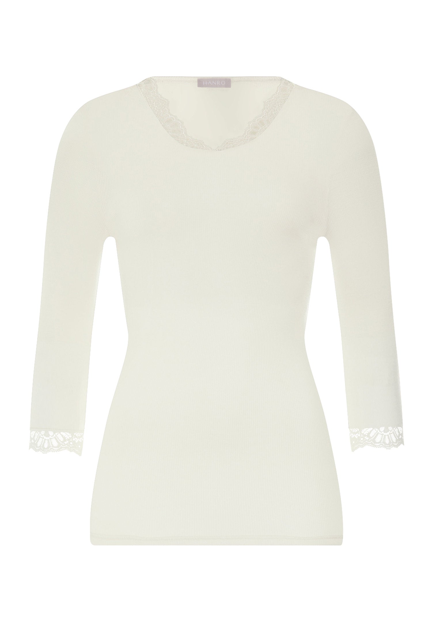 hanro-woolen-lace-3-4-shirt-misty-white-wolle-seide image 1