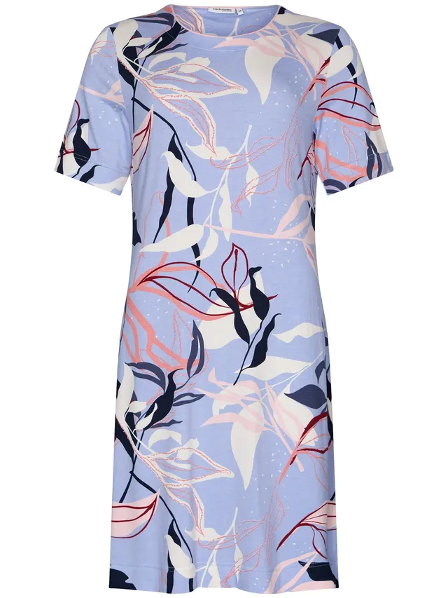 pastunette-premium-artistic-floral-nachthemd-blau-kurzarm image 1