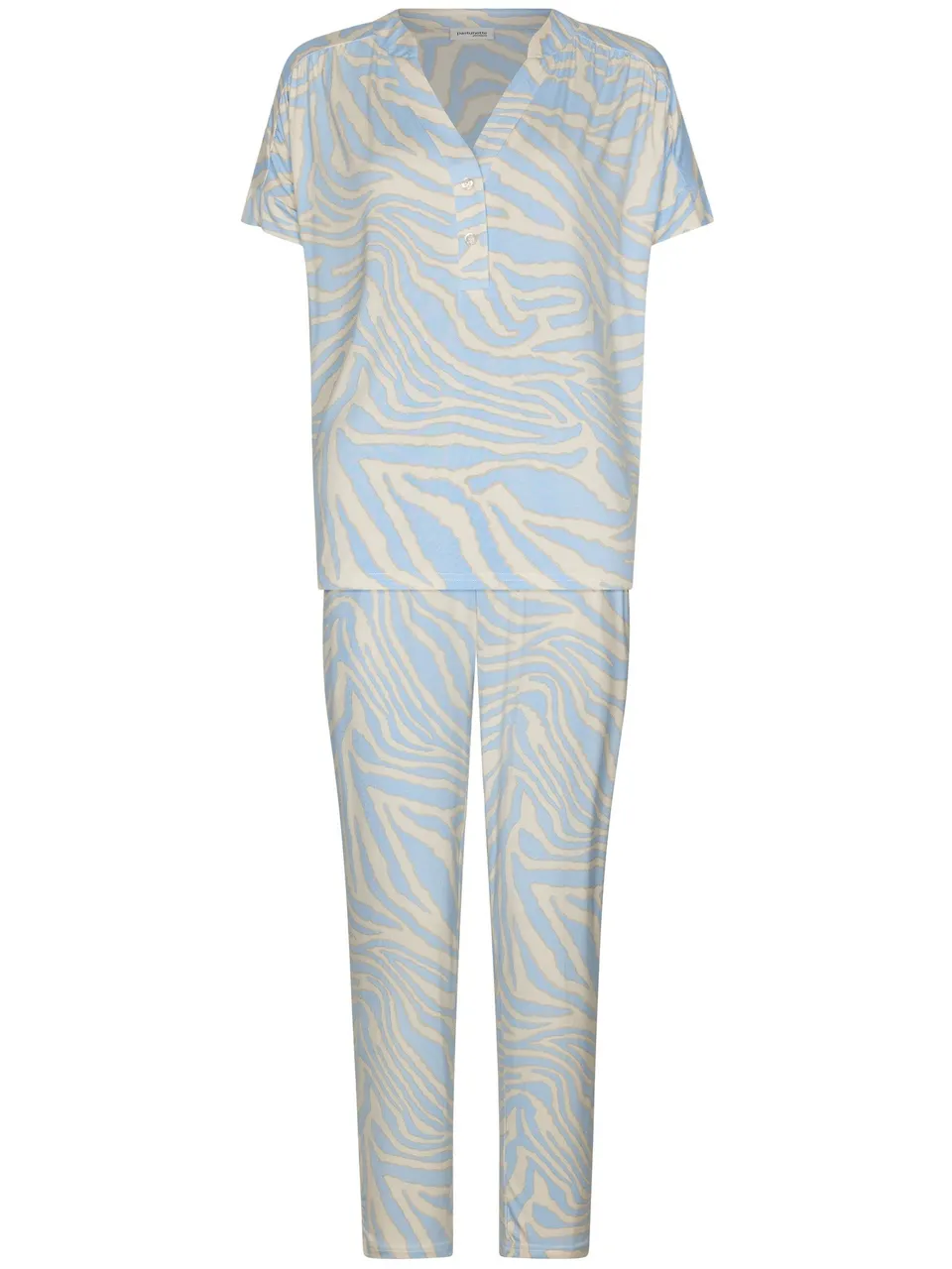 pastunette-premium-skyway-pyjama-ecru-animal-kurzarm-7-8-hose image 1