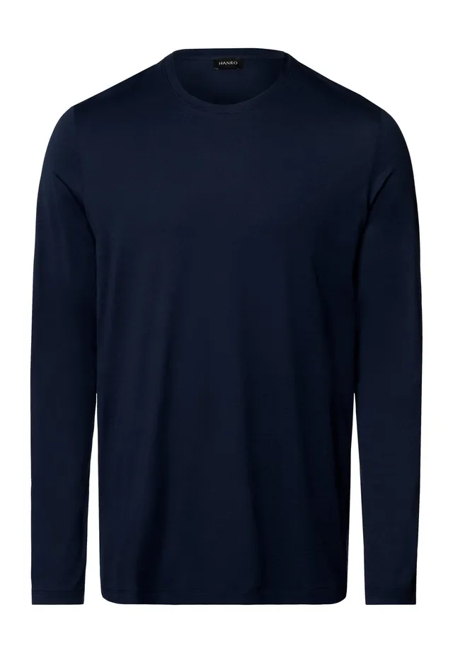hanro-night-and-day-langarmshirt-deep-navy-baumwolle image 1