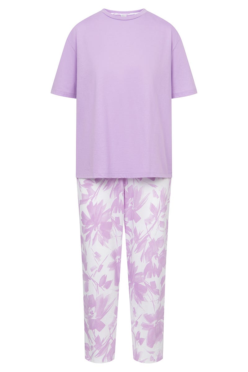 r-sch-be-happy-7-8-pyjama-blumendruck-violett-baumwolle image 2