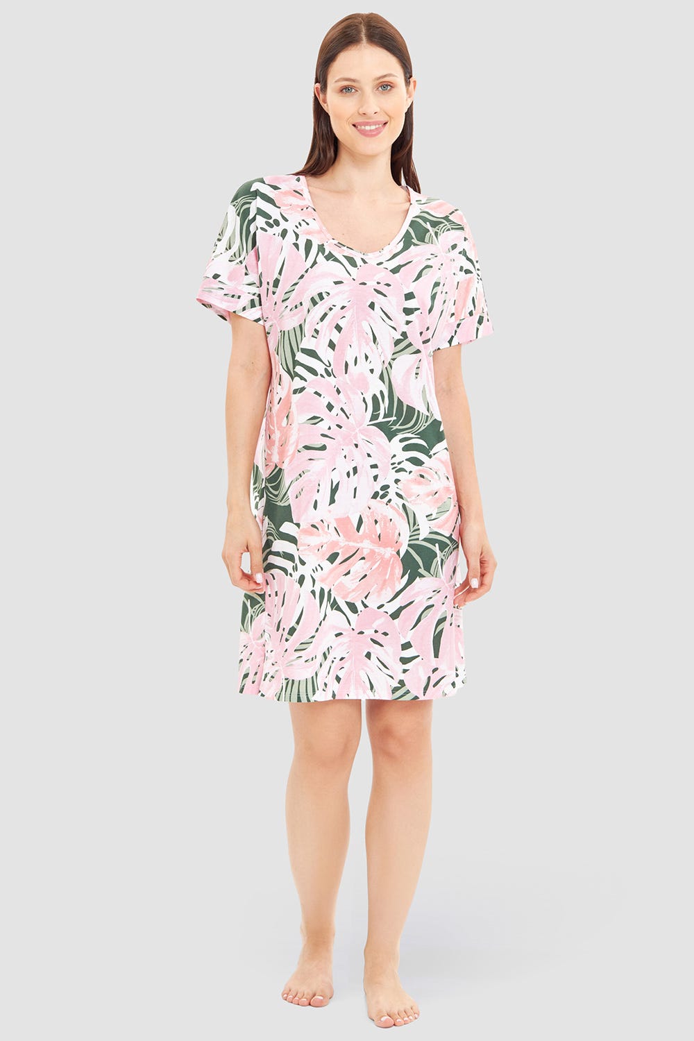 r-sch-be-happy-nachthemd-knielang-rosa-kurzarm-90cm image 1