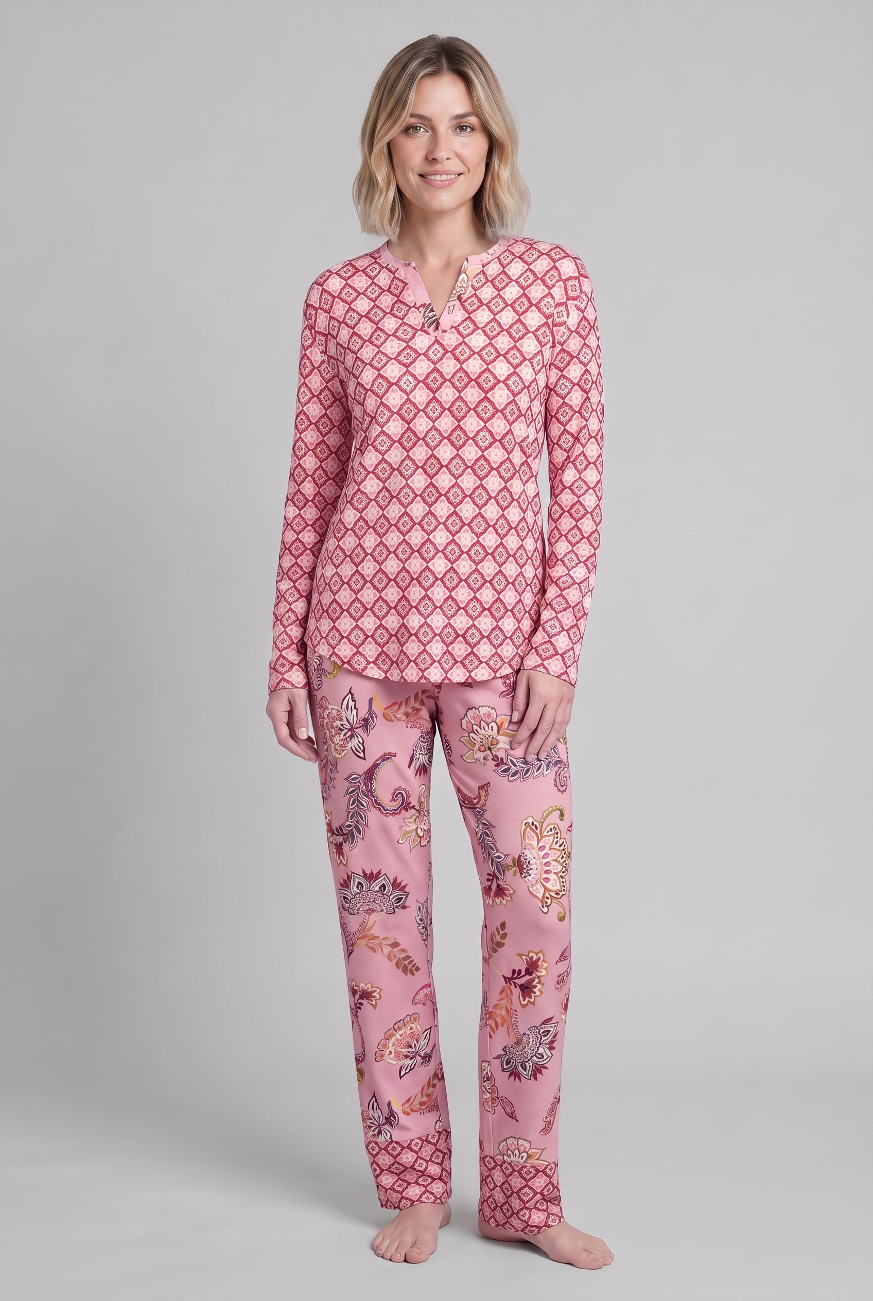 r-sch-be-happy-hose-lang-ornamentmix-pyjamahose-rosa image 4